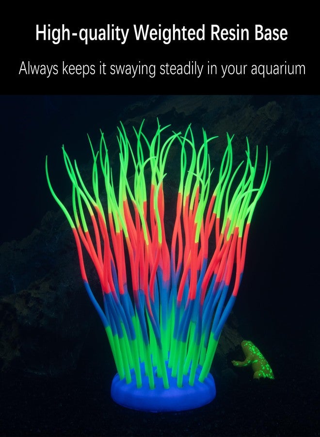 LPFLASAT Fish Tank Decorations Fluorescent Rainbow Anemone Aquarium Decor Aquatic Plants Betta Fish Tank Decor Silicone Ornament Glowing Effect for Fish Tank Landscape Decoration, for Halloween(Y) - Image 5